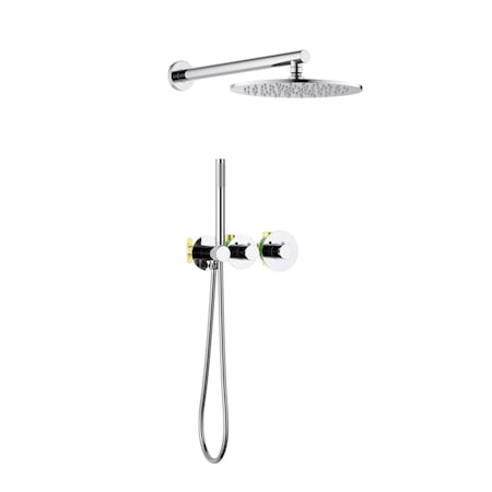 Kibi Circular 2 Function Thermostatic Shower System With Rough In Valve- Chrome KSF410CH